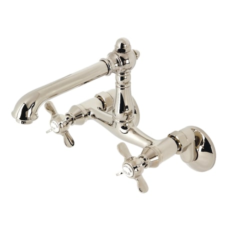 Kingston Brass KS7226BEX Two-Handle Wall Mount Kitchen Faucet, Polished Nickel KS7226BEX